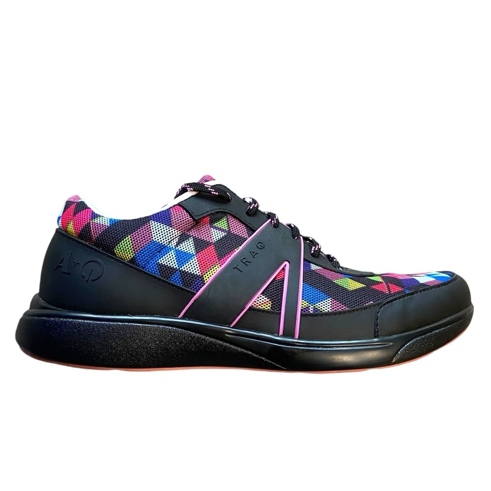 Alegria TRAQ Qarma walking shoes in the "Right Angle Multi" or "Sonar" 9